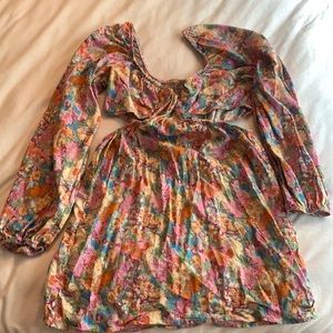 Floral cut out long sleeve dress